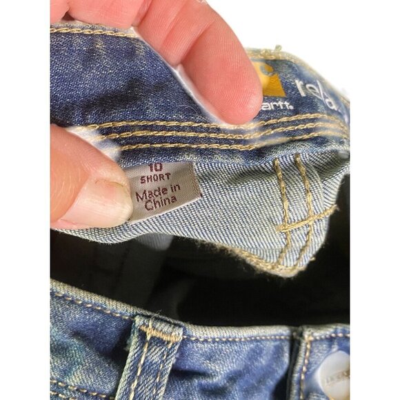 Carhartt Womens Relaxed Fit Bootcut Jeans Size 10 Short Blue Denim 5-Pockets - Picture 5 of 6